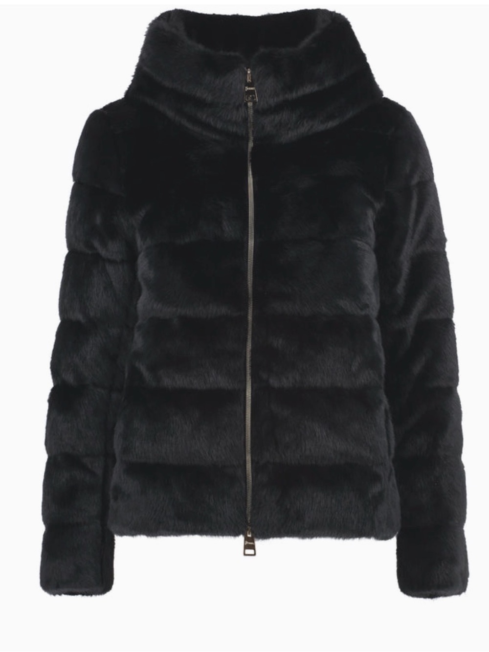 Herno Black Lady Faux-Fur Down Jacket—44